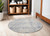 8' Ivory Blue and Gray Abstract Round Rug