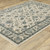 8' X 11' Beige And Blue Oriental Area Rug With Fringe