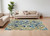 7' X 10' Green Gray and Tan Floral Power Loom Area Rug