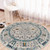 7' Round Yellow and Ivory Round Southwestern Stain Resistant Indoor Outdoor Area Rug