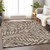 3' X 5' Brown And Beige Floral Washable Indoor Outdoor Area Rug