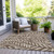3' X 5' Brown And Beige Floral Washable Indoor Outdoor Area Rug