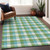 3' X 5' Lime Green Aqua And Beige Plaid Washable Indoor Outdoor Area Rug
