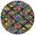 8' Black Yellow And Green Round Geometric Washable Indoor Outdoor Area Rug