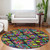 8' Black Yellow And Green Round Geometric Washable Indoor Outdoor Area Rug
