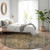 8' Brown And Denim Blue Round Medallion Washable Indoor Outdoor Area Rug