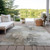 9' X 12' Ivory Gray And Khaki Abstract Washable Indoor Outdoor Area Rug