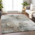 9' X 12' Ivory Gray And Khaki Abstract Washable Indoor Outdoor Area Rug