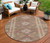 8' Brown Round Geometric Washable Indoor Outdoor Area Rug