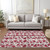 8' X 10' Burgundy And Ivory Abstract Washable Indoor Outdoor Area Rug