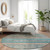 8' Teal Blue Salmon And Beige Round Medallion Washable Indoor Outdoor Area Rug