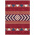 9' X 12' Red White And Navy Blue Southwestern Washable Indoor Outdoor Area Rug