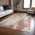 9' X 12' Tan Mauve And Ivory Abstract Washable Indoor Outdoor Area Rug