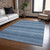 9' X 12' Denim Blue And Sky Blue Striped Washable Indoor Outdoor Area Rug
