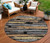 8' Black Gold And Brown Round Striped Washable Indoor Outdoor Area Rug