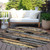 8' Black Gold And Brown Round Striped Washable Indoor Outdoor Area Rug