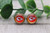 Football - KC Chiefs Circle | 12mm Glass Stud Earrings | Hypoallergenic