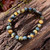 Blue and Blonde Tiger Eye Bead Bracelet 