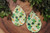 Leprechaun Dinosaurs || Faux Leather Teardrop Dangle Earrings || Single-Sided