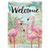 Welcome Three Flamingo Print Flag Garden - 603799499682