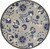 5' Round Blue And Gray Round Floral Indoor Outdoor Area Rug