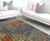 7' X 10' Blue Coral Machine Woven Abstract Triangular Strings Indoor Area Rug
