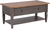 Sunset Trading Dakota 22x44 Rectangular Coffee Table with Drawers and Storage Shelf | Living Room Office Bedroom Cocktail Furniture | Distressed Brown and Ash Gray Solid Wood