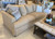 Sunset Trading Newport Replacement Slipcover Only for Recessed Fin Arm 94" Sofa | Performance Fabric Washable Water-Resistant Stain-Proof | 4 Throw Pillow Covers | Tan 