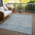 8' X 10' Blue And Charcoal Striped Washable Indoor Outdoor Area Rug