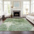 10' X 14' Fern Green And Artichoke Green Abstract Washable Indoor Outdoor Area Rug