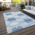 8' X 10' Sky Blue Gray And Ivory Trellis Washable Indoor Outdoor Area Rug
