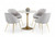 35" White And Gold Rounded Marble And Metal Dining Table