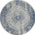 4' Ivory And Light Blue Floral Medallion Distressed Round Rug
