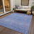 9' X 12' Sky Blue Purple And Ivory Tribal Washable Indoor Outdoor Area Rug
