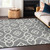 10' X 14' Gray And Ivory Trellis Washable Indoor Outdoor Area Rug