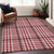 8' X 10' Red Black And Ivory Plaid Washable Indoor Outdoor Area Rug