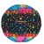 32" Blue and Pink Round Horoscope Round Floor Pillow Cover With Pompoms