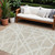 8' X 10' Beige And Ivory Geometric Washable Indoor Outdoor Area Rug