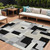 8' X 10' Black Ivory And Beige Geometric Washable Indoor Outdoor Area Rug