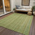 8' X 10' Artichoke Green Fern Green And Gold Striped Washable Indoor Outdoor Area Rug