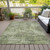 3' X 5' Artichoke Green And Fern Green Floral Washable Indoor Outdoor Area Rug