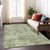 3' X 5' Artichoke Green And Fern Green Floral Washable Indoor Outdoor Area Rug
