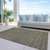 10' X 14' Olive Green Beige And Taupe Floral Washable Indoor Outdoor Area Rug