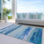 9' X 12' Blue Abstract Washable Indoor Outdoor Area Rug