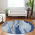 8' Blue Gray And Ivory Round Abstract Washable Indoor Outdoor Area Rug