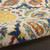 4' Ivory and Blue Round Floral Power Loom Area Rug