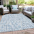 8' X 10' Sky Blue And Ivory Tribal Washable Indoor Outdoor Area Rug