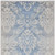 8' Blue and Ivory Damask Distressed Non Skid Runner Rug