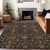 8' X 10' Black Brown And Red Floral Washable Indoor Outdoor Area Rug
