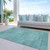 5' X 8' Teal Blue And Aqua Geometric Washable Indoor Outdoor Area Rug